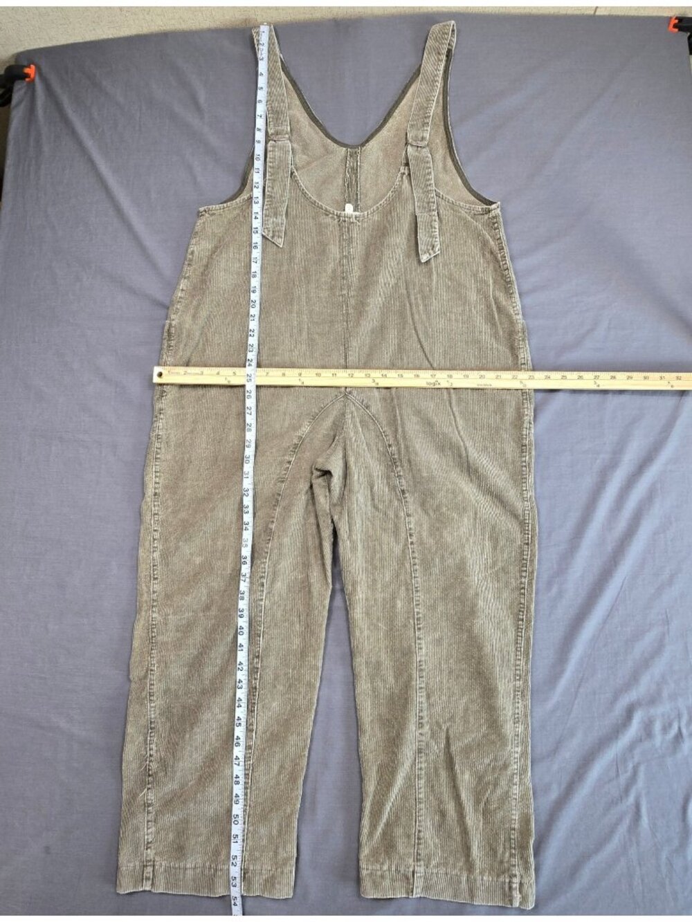 Hem & Thread Medium Overalls Olive Green Corduroy Boho Jumpsuit Overalls - Picture 4 of 5
